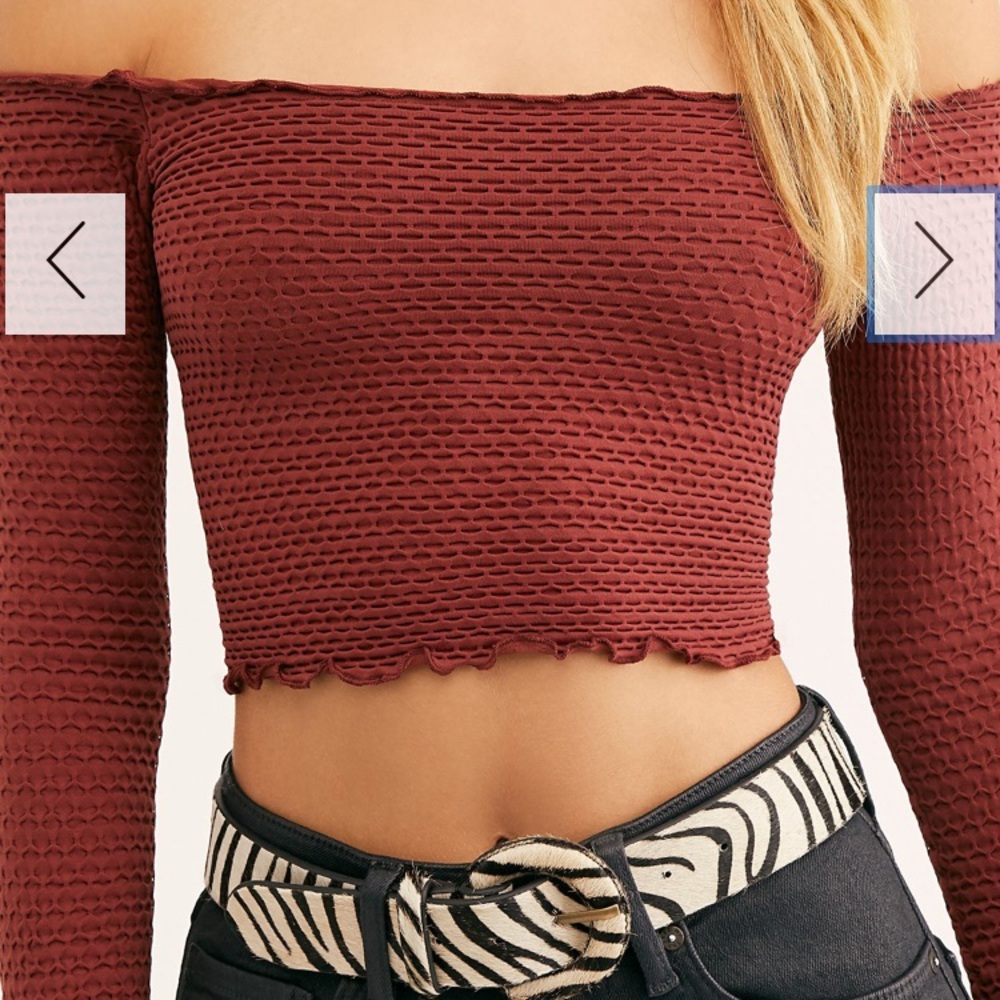 NWOT Free People textured long sleeve crop - Picture 3 of 8